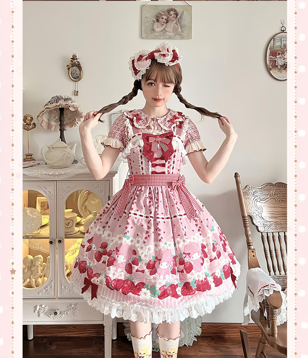 Confession Balloon~Strawberry Beloved~Sweet Lolita JSK Strawberry Print Lolita Dress 40950:694350