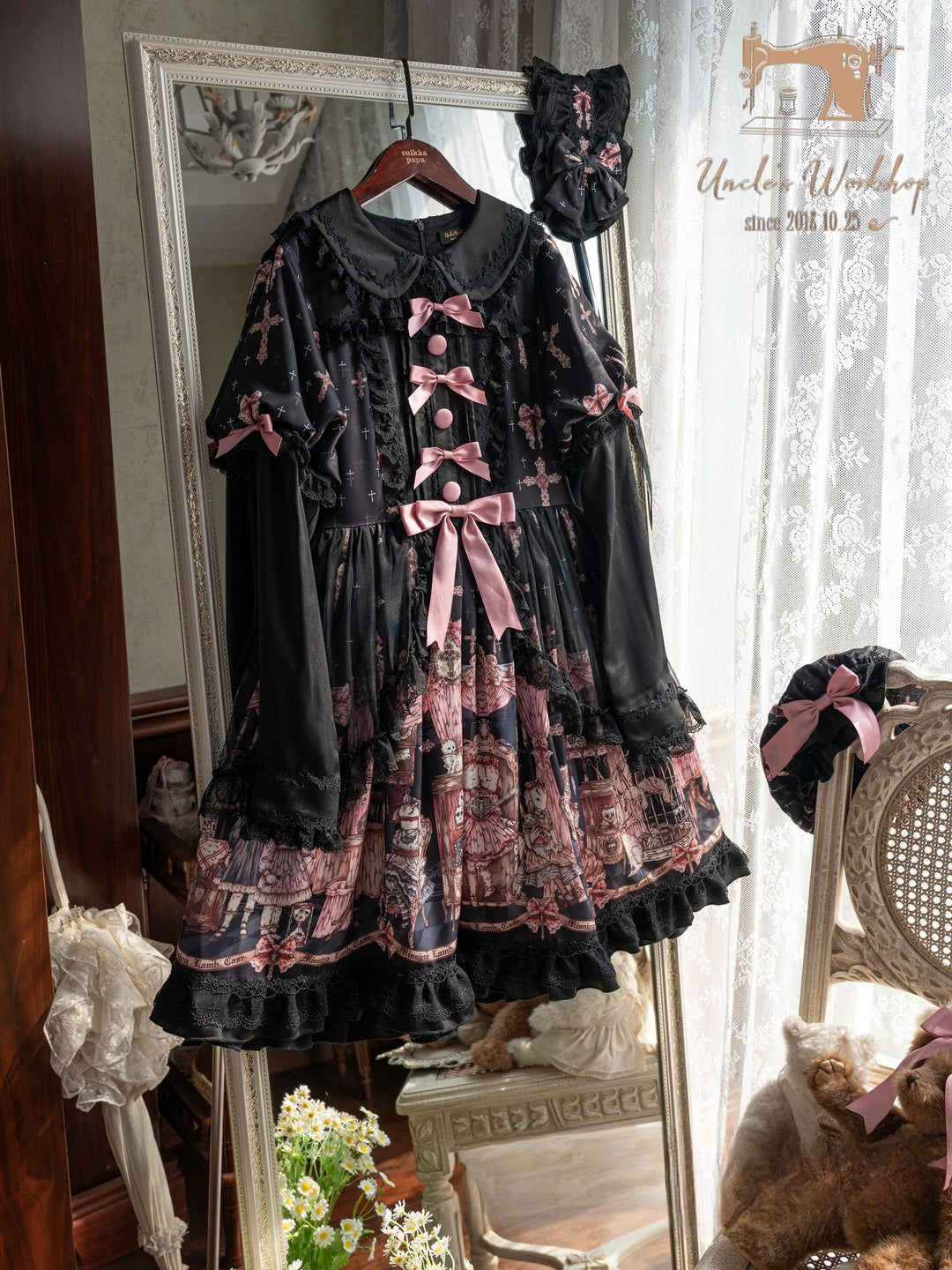 Uncle Wall Original~Missing Lamb Case~Gothic Lolita Dress Set with Sheep Prints 42971:760860