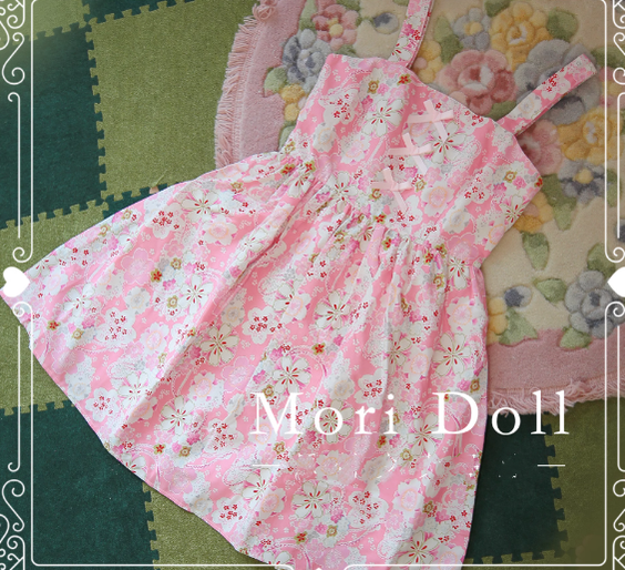 Mori Doll~Daily Lolita Colorful Patterns JSK Multicolors S pink Sakura Print 