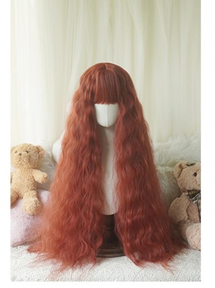 Imperial Tea - Sweet Lolita Wig 80cm Woolly Curls Wig Ripe Orange (With Hairnet)