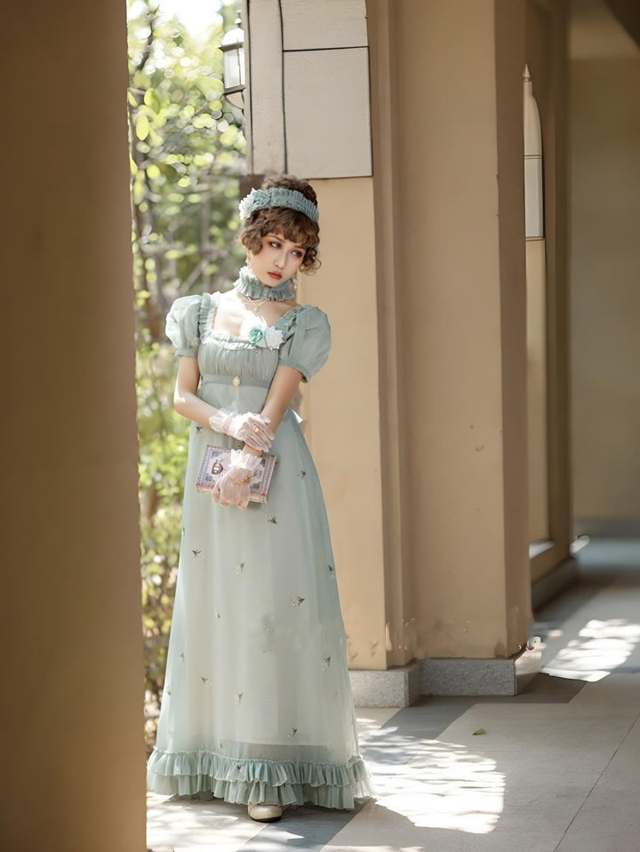 Surface Spell~Spring Rendezvous~Vintage Lolita OP Dress Embroidered Empire Waist Dress   