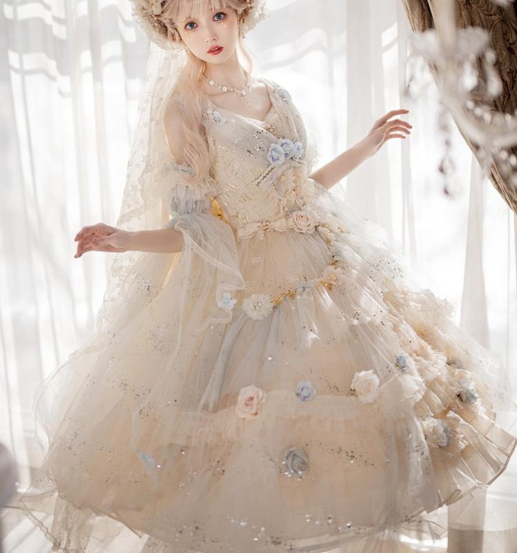 (BFM)Cat Fairy~Flower Spirit~Elegant Lolita JSK Dress Summer Wedding Lolita JSK   