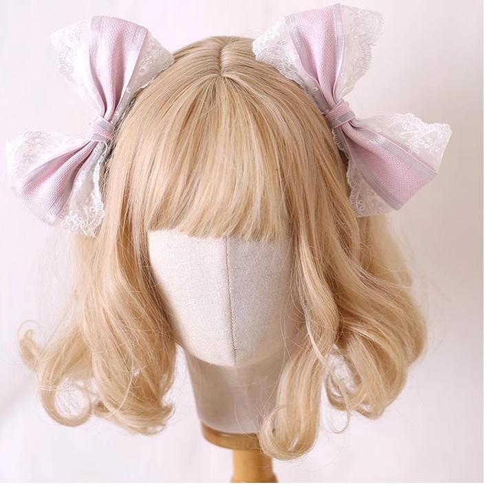 Xiaogui~Sweet Lolita Headdress Pink Handmade Christmas Accessories a pair of side clips  