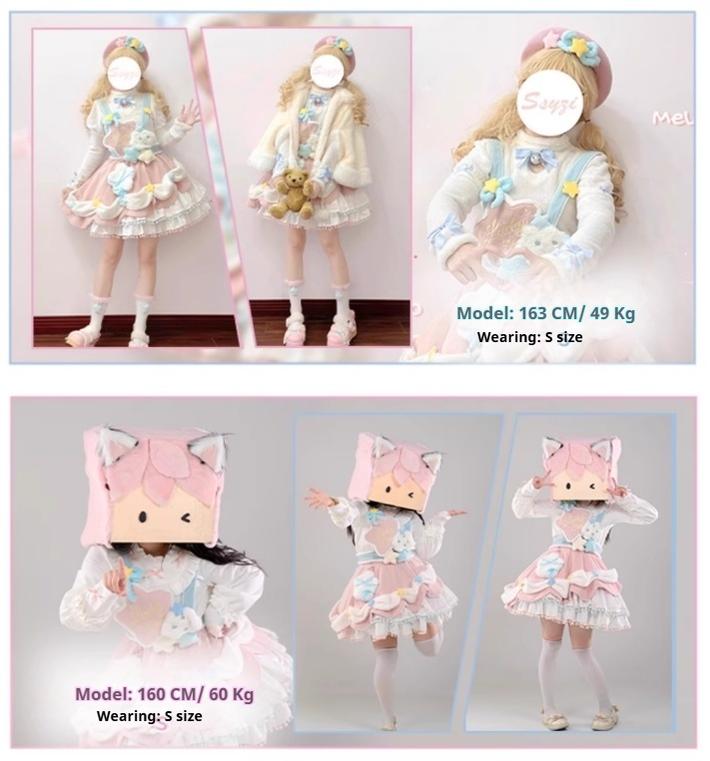 Mewroco~Lucky Star~Winter Sweet Lolita SK Kawaii Cat Ear Cape Suit 40052:650054