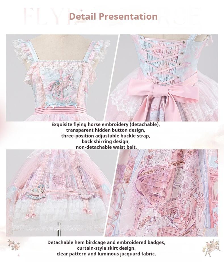 Urtto~Pegasus Park~Sweet Lolita JSK Dress Dual Color Princess Lolita Dress Set 41528:701848