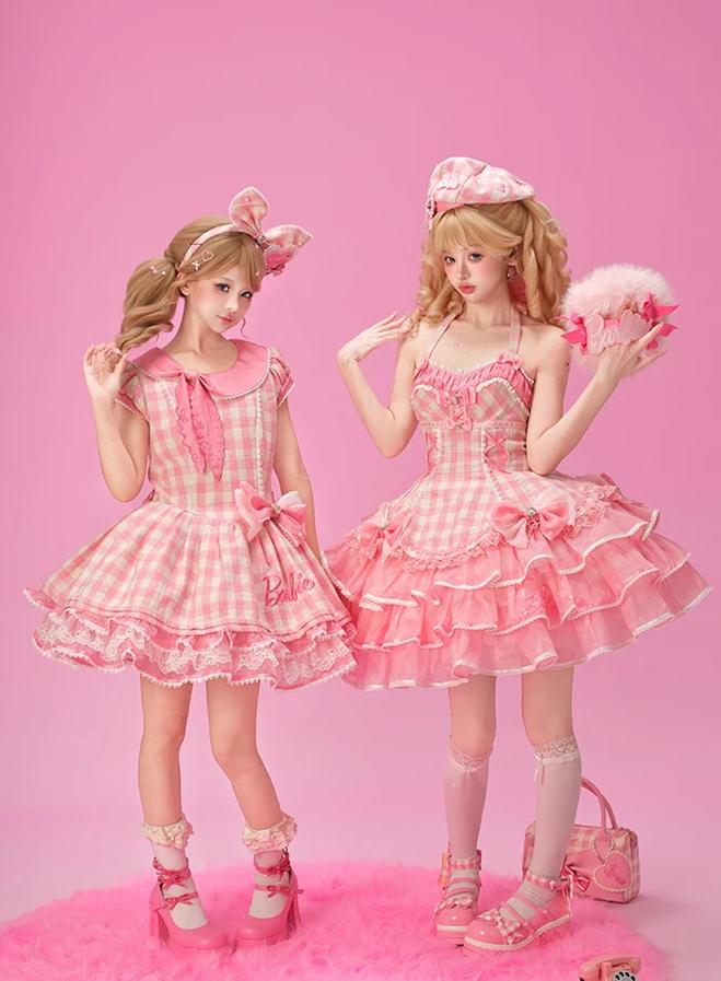 Blossom Daydream - IP Collab Sweet Lolita Dress Set, Pearl Plaid 45899:867315
