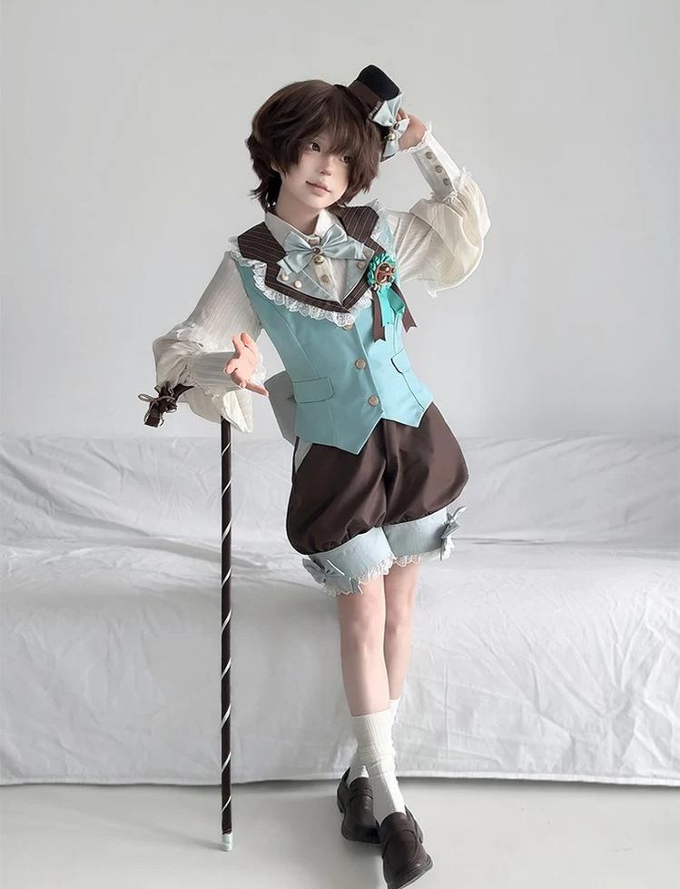Candy Shop - Mint-chocolate Ouji Lolita Vest, Blouse and Shorts Outfit 45771:861876