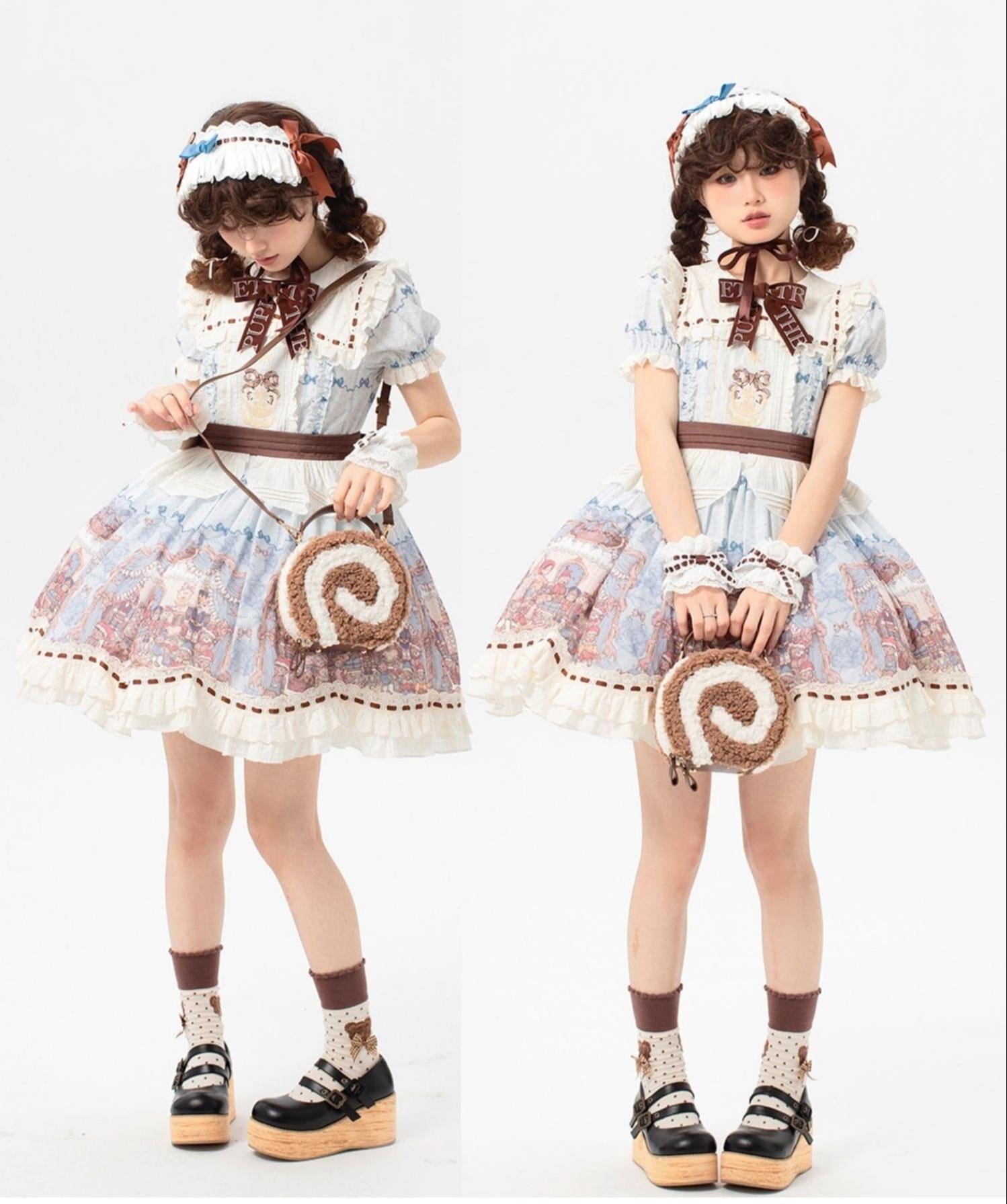 LovelyLota - Little Swiss Roll - Cute Plush Lolita Bag, Adjustable Crossbody Strap