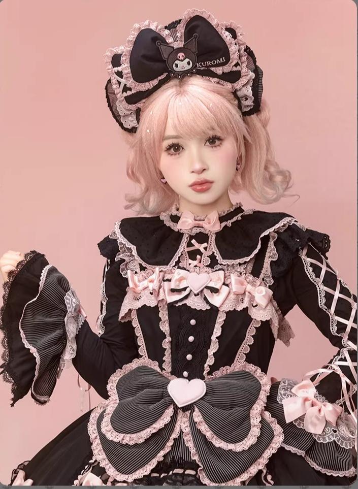 IP Collaboration Sweet Lolita JSK Dress Set,Kuromi Details
