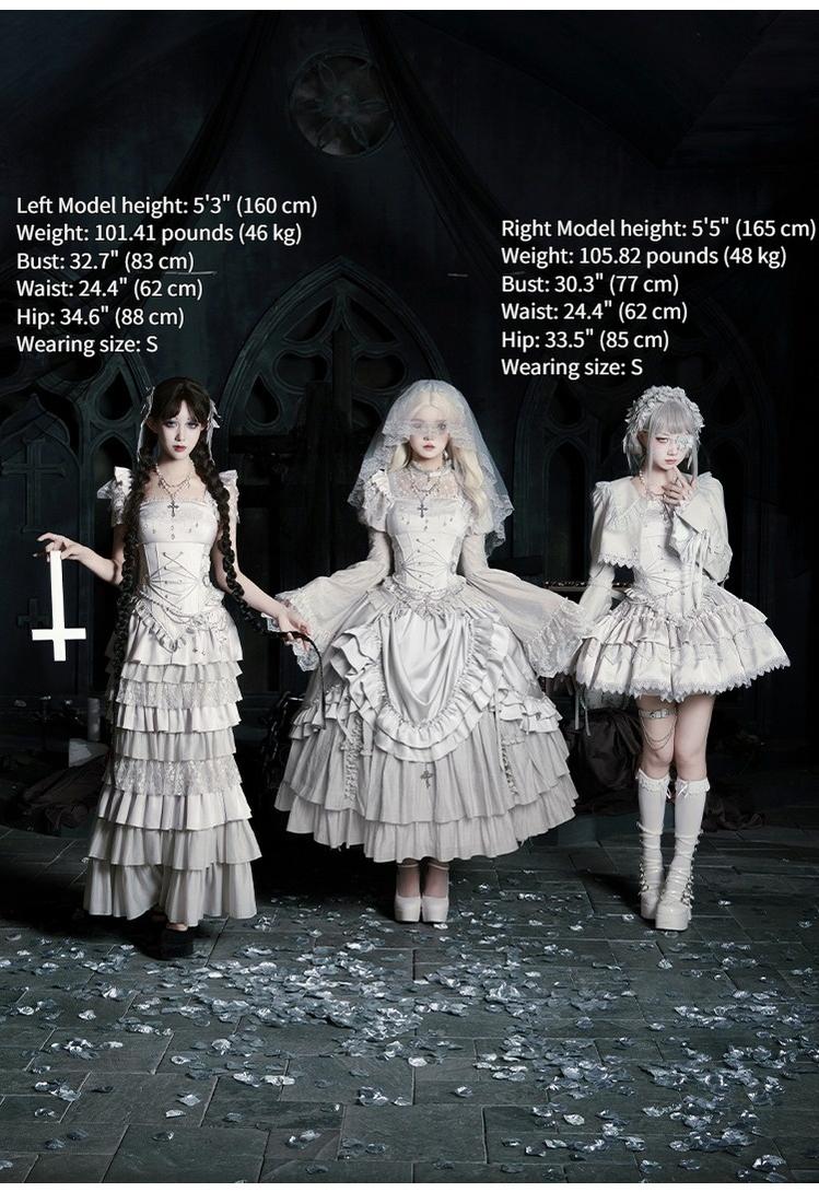 With PUJI - Letter and Poetry · Humanoid Robot - Silver Gothic Lolita Mermaid Skirt Set 43861:787605