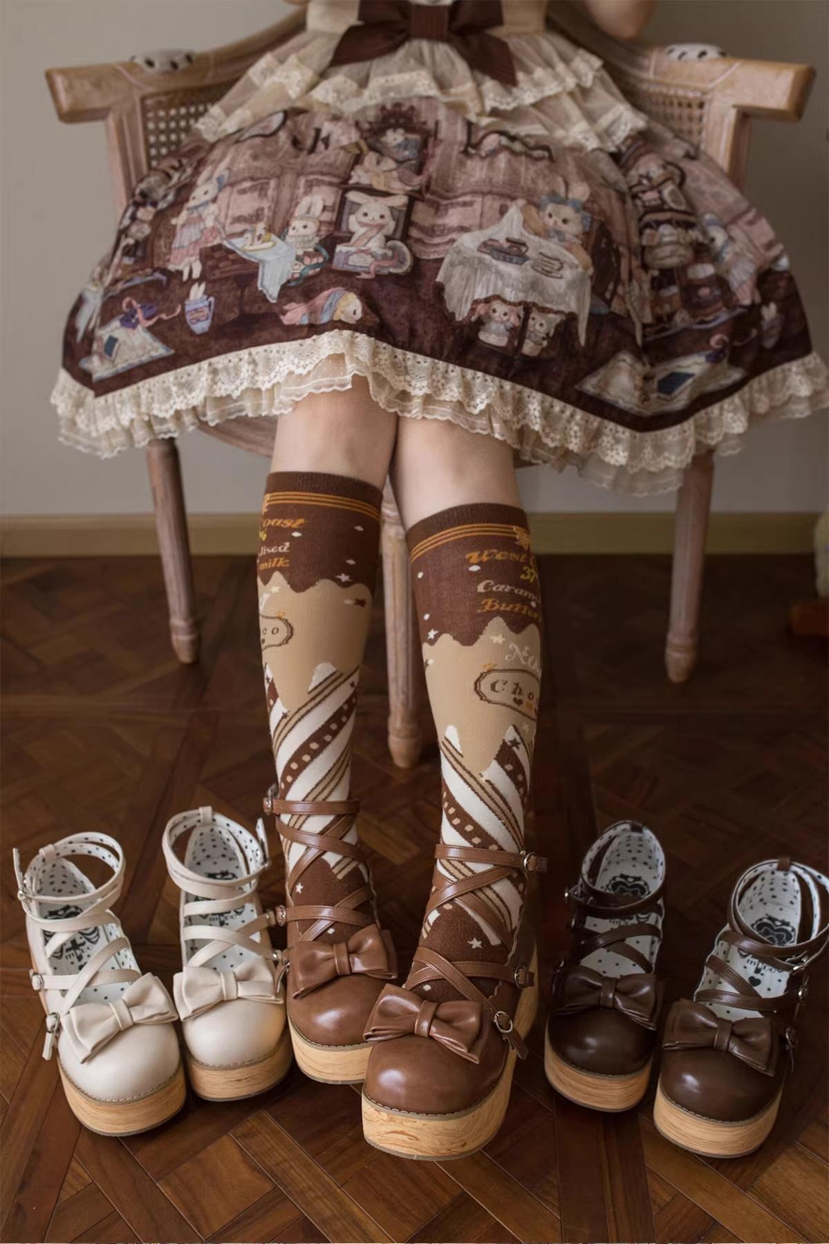 Puff Tata - Sweet Lolita Platform Shoes, Earth Tones 44807:822623