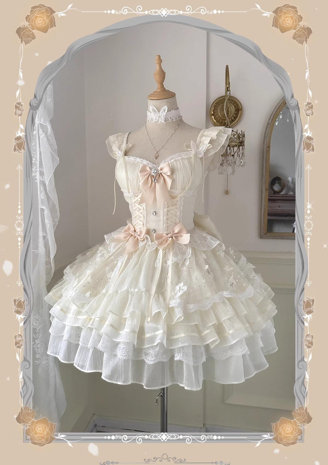 Flight Diary~First Love Praise~Sweet Lolita JSK Tiered Dress Princess Cake Dress   