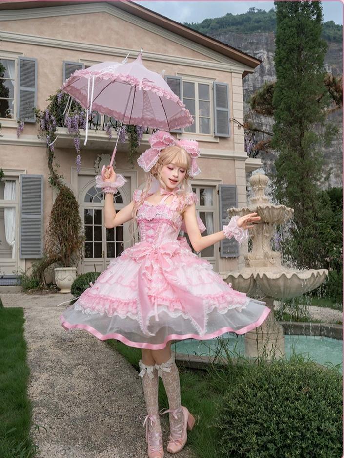 Blossom Daydream - IP Collab Sweet Lolita Dress Set, Pearl Plaid 45899:867317