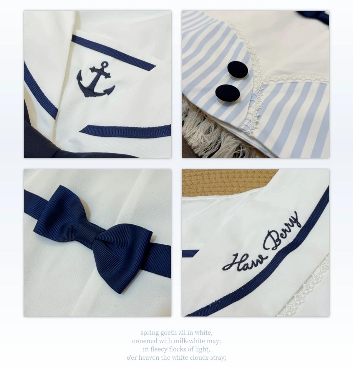 Little Sea Breeze - Summer Sailor Lolita OP Dress with Detachable Bow 45712:859238