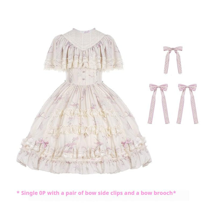 With PUJI~Nanke~Classic Lolita OP Dress Outfit with Edwardian Collar (L M S) 41366:693258