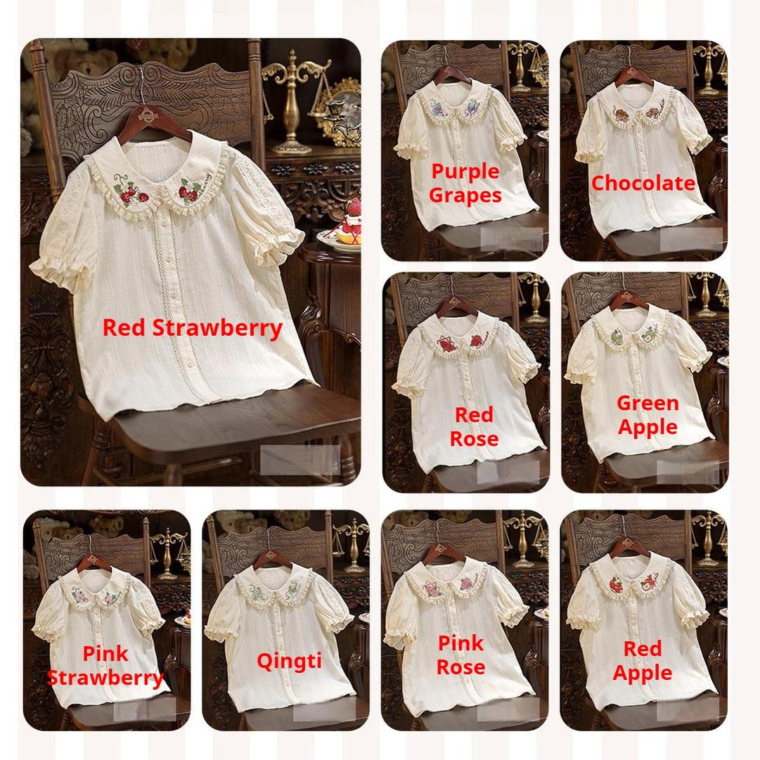 Abundant Tea Time - Kawaii Lolita Blouse, Cotton & Embroidery