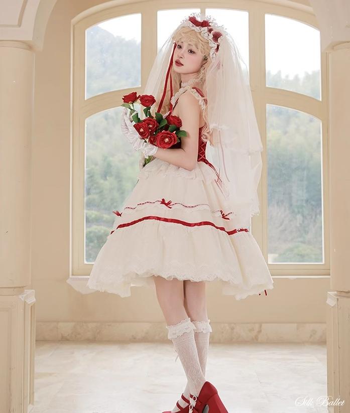 Mademoiselle Pearl~Silk Ballet~Wedding Lolita JSK Dress Princess Ballet Dress   