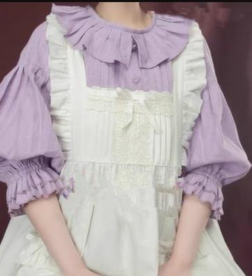Alice Studio~Japanese Lolta Dress Vintage Mori Style OP free size purple inner dress-half sleeve(size M) 