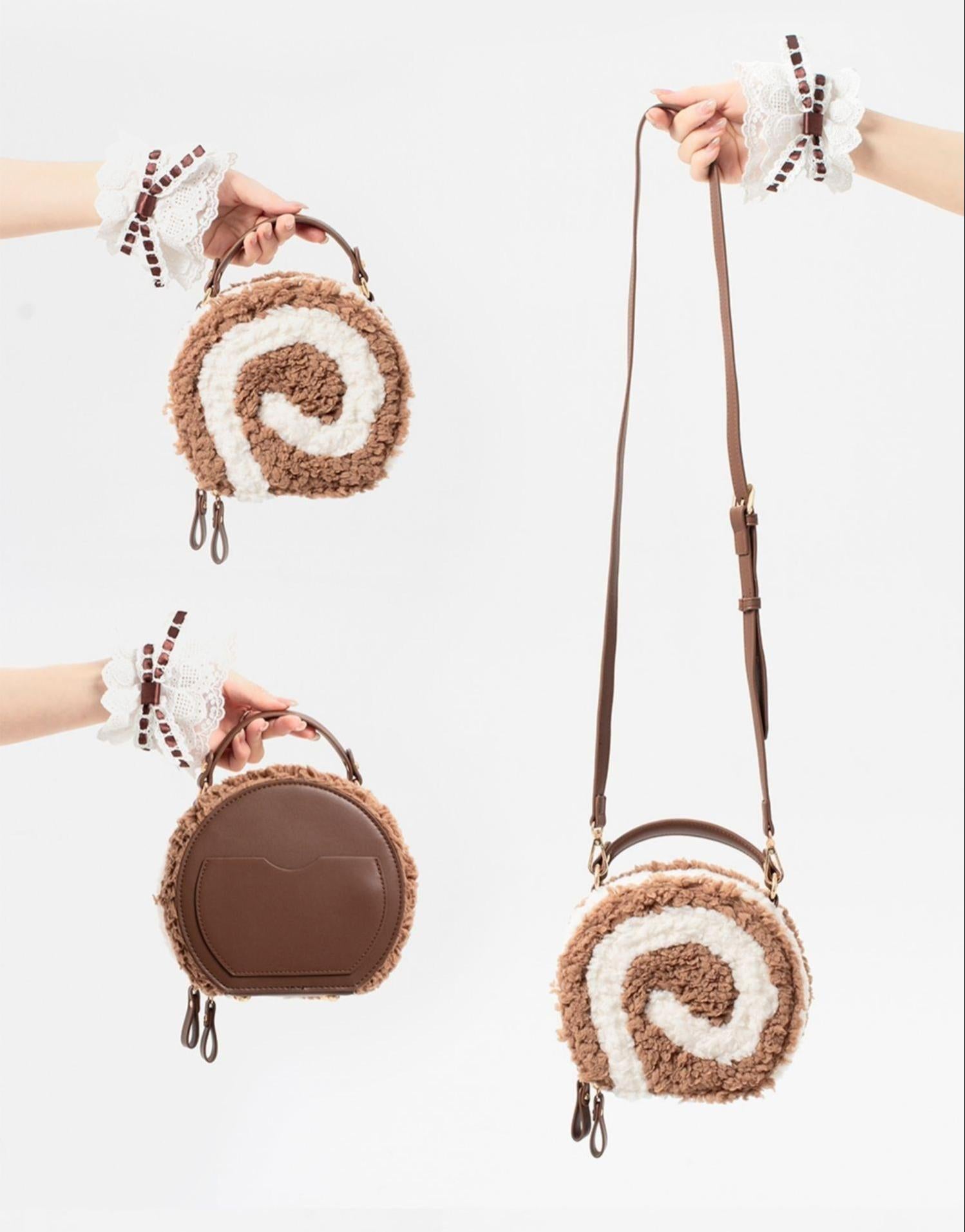 LovelyLota - Little Swiss Roll - Cute Plush Lolita Bag, Adjustable Crossbody Strap