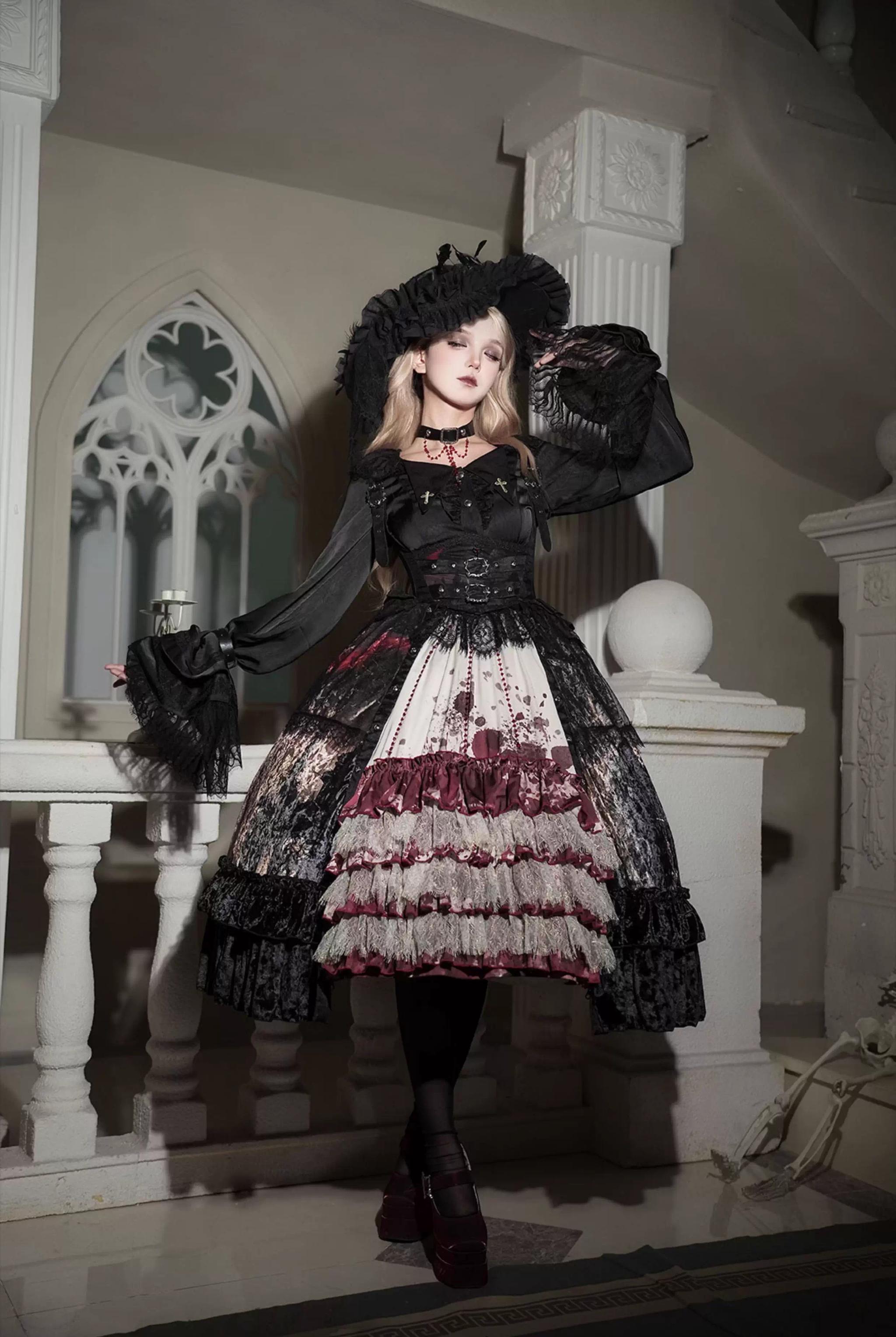 Caged Bird Hotel - Heretic Nun - Halloween Gothic Lolita JSK Dress & Blouse Set
