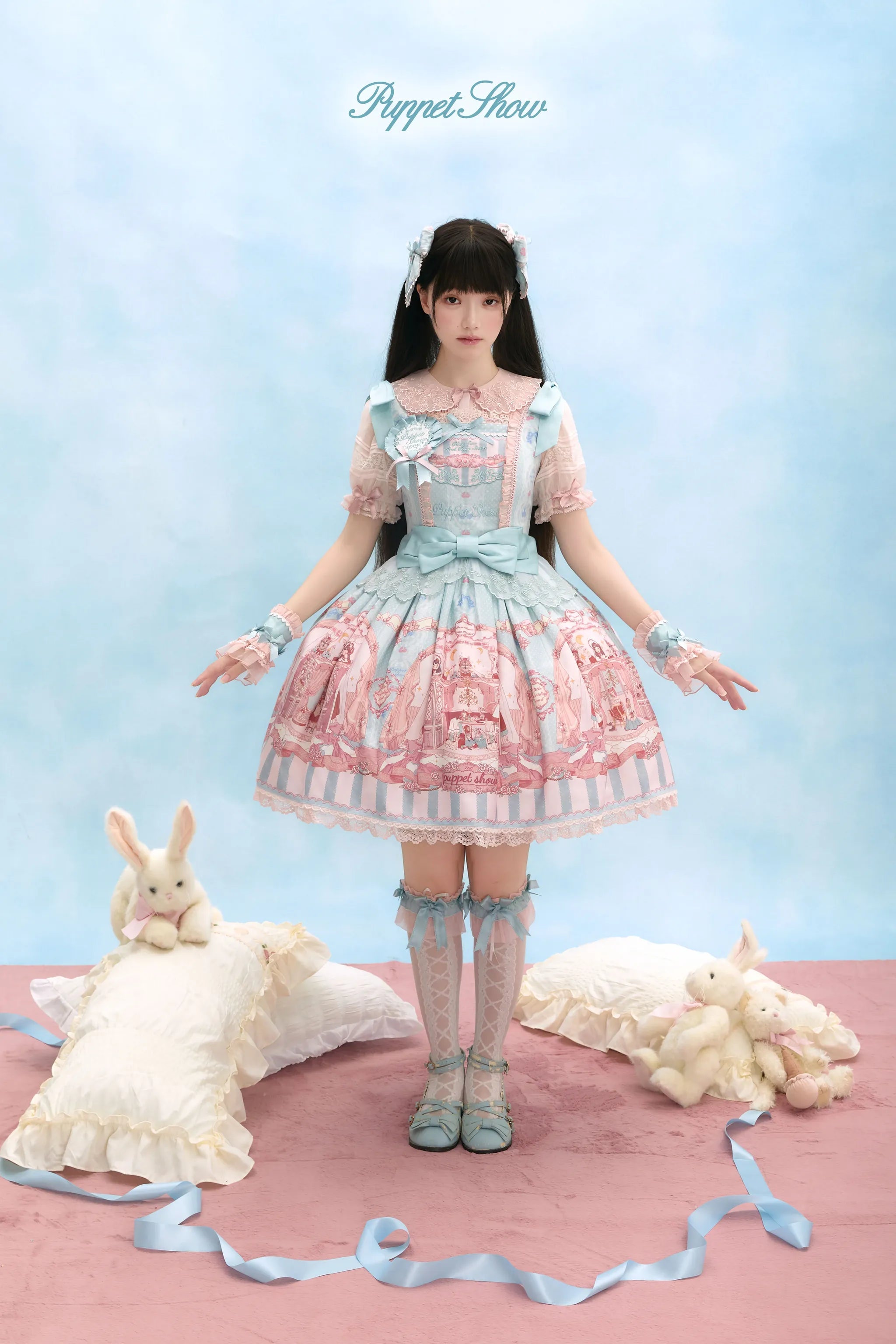 Puppet Show - Doll-like Lolita Embroidered Collar JSK, Puppet Show Print 45823:864751