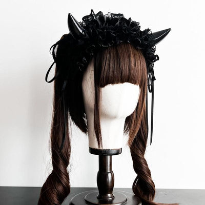 MAID~Gothic Lolita Halloween KC Devil Horn Hairband Customizable Color   
