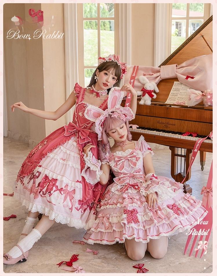 Mademoiselle Pearl~Bow Bunny~IP Collab Sweet Lolita OP Dress Bow JSK OP 38022:578774