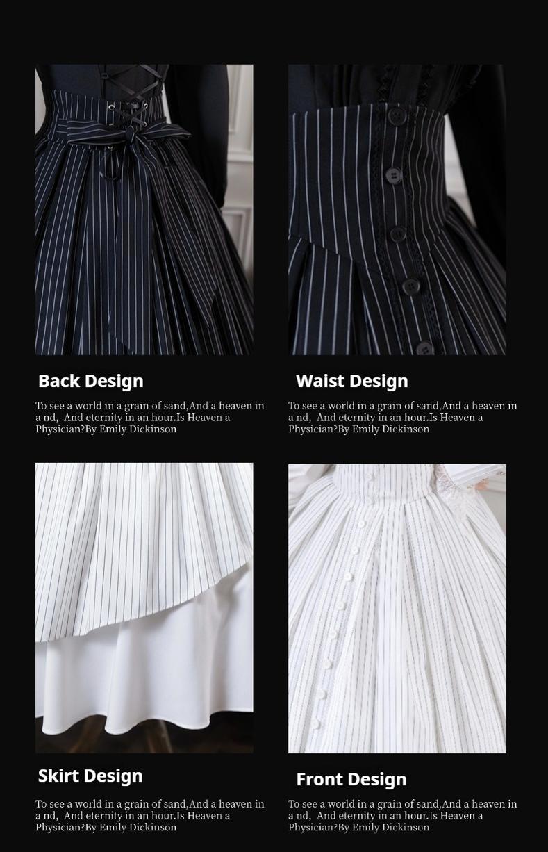 Alice in Wonderland - Love Moon Serenade - Striped Classic Lolita Skirt Preppy Style Commuting Dress 41240:689330