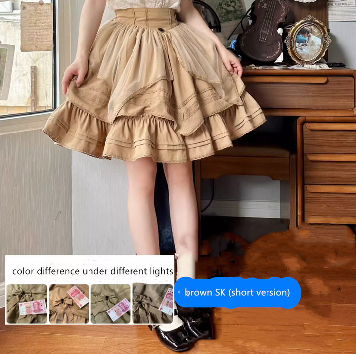 (Buyforme)Uncle Wall Original~Rich Girl~Elegant Lolita SK and Shirt S brown SK (short version) 