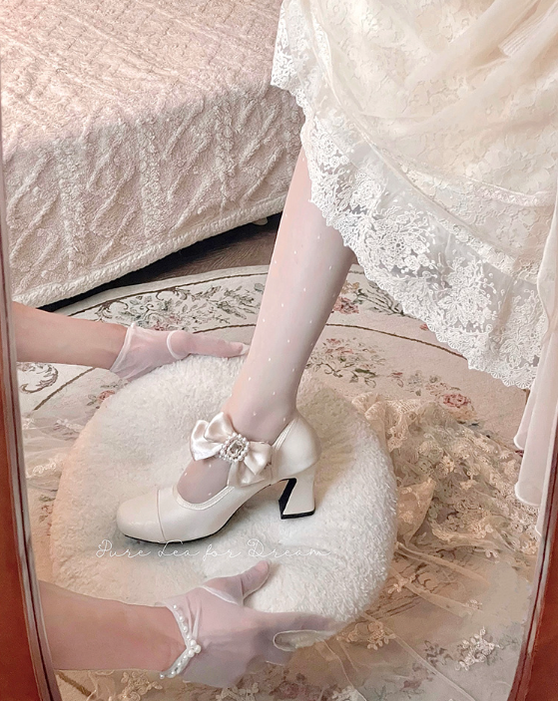 Pure Tea For Dream~Transatlantic Love Poem~Sweet Elegant Lolita  Mid-Heel Daily Shoes   
