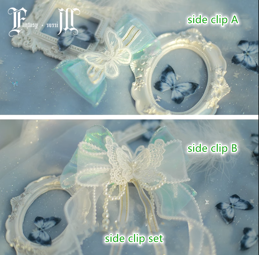 (Buyforme)FantasyMirror~ Exquisite Butterfly JSK Floral Wedding Lolita JSK Dress fress size side clips set 