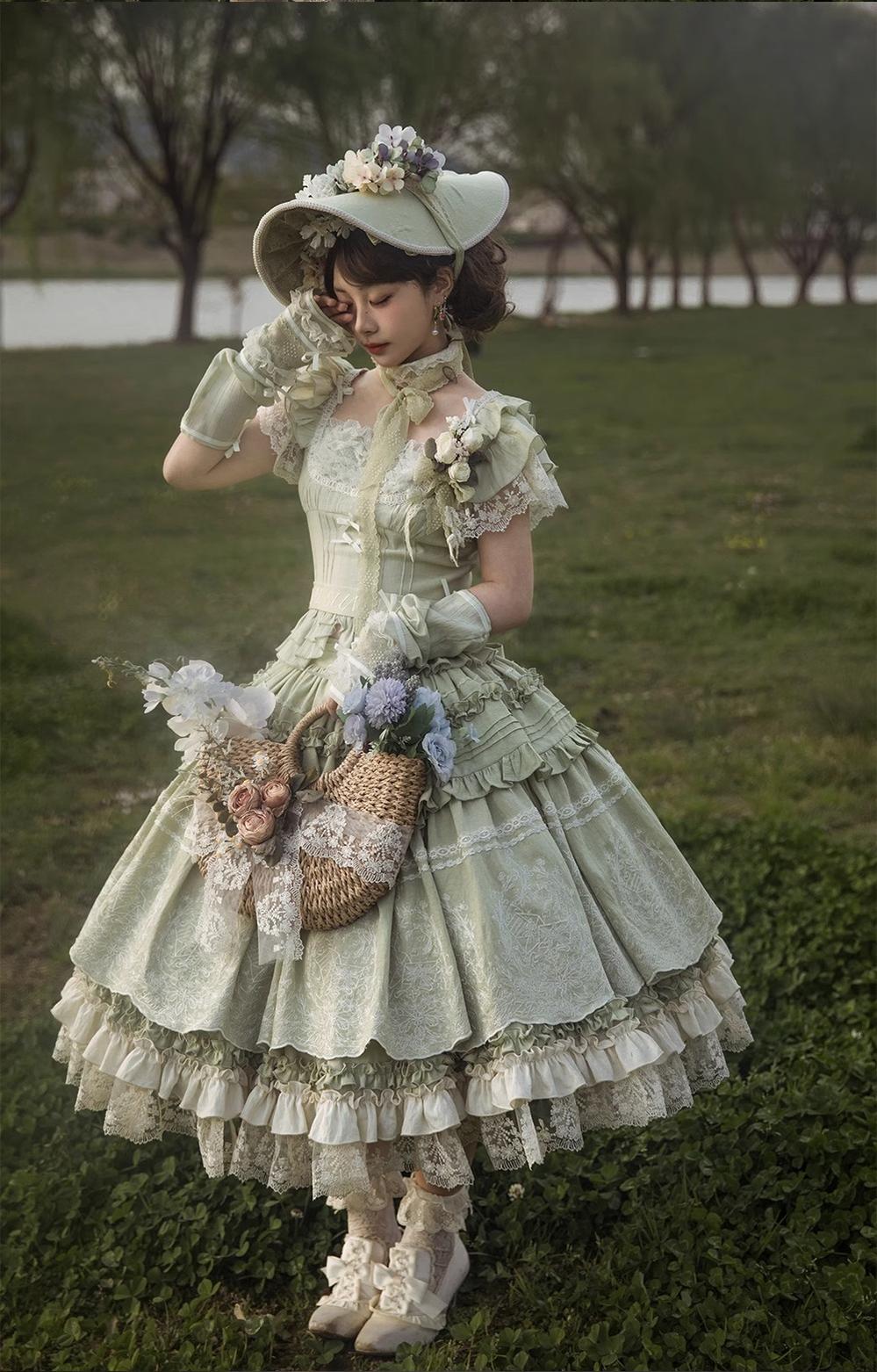 ZJstory~14-line Poem Set~Classic Lolita Separate Dress Set Tiered Ruffles Skirt 40728:674716