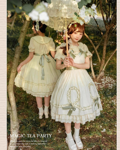 (BFM)Magic Tea Party~Lena's Garland~Daily Lolita Shirt Short Sleeve Beige Chiffon Blouse   