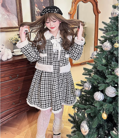 Hard Candy~Plus Size Lolita Dress Plaid Print Lolita Coat Set   