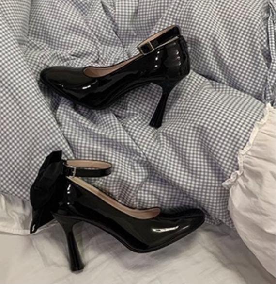 Bingo Lulu~Farewell Gift~Elegant Lolita High Heels Low Cut Mary Jane Shoes 34 Black 