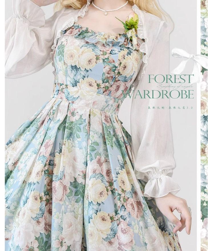 Forest Wardrobe~Forest Basket 3.0~Vintage Lolita JSK Dress Summer Thin Dress   