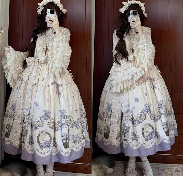 DreamWhale~Floral and Bird Series~Classic Lolita JSK Suit Floral Print Dress (Long / L M S XL) 40910:679628