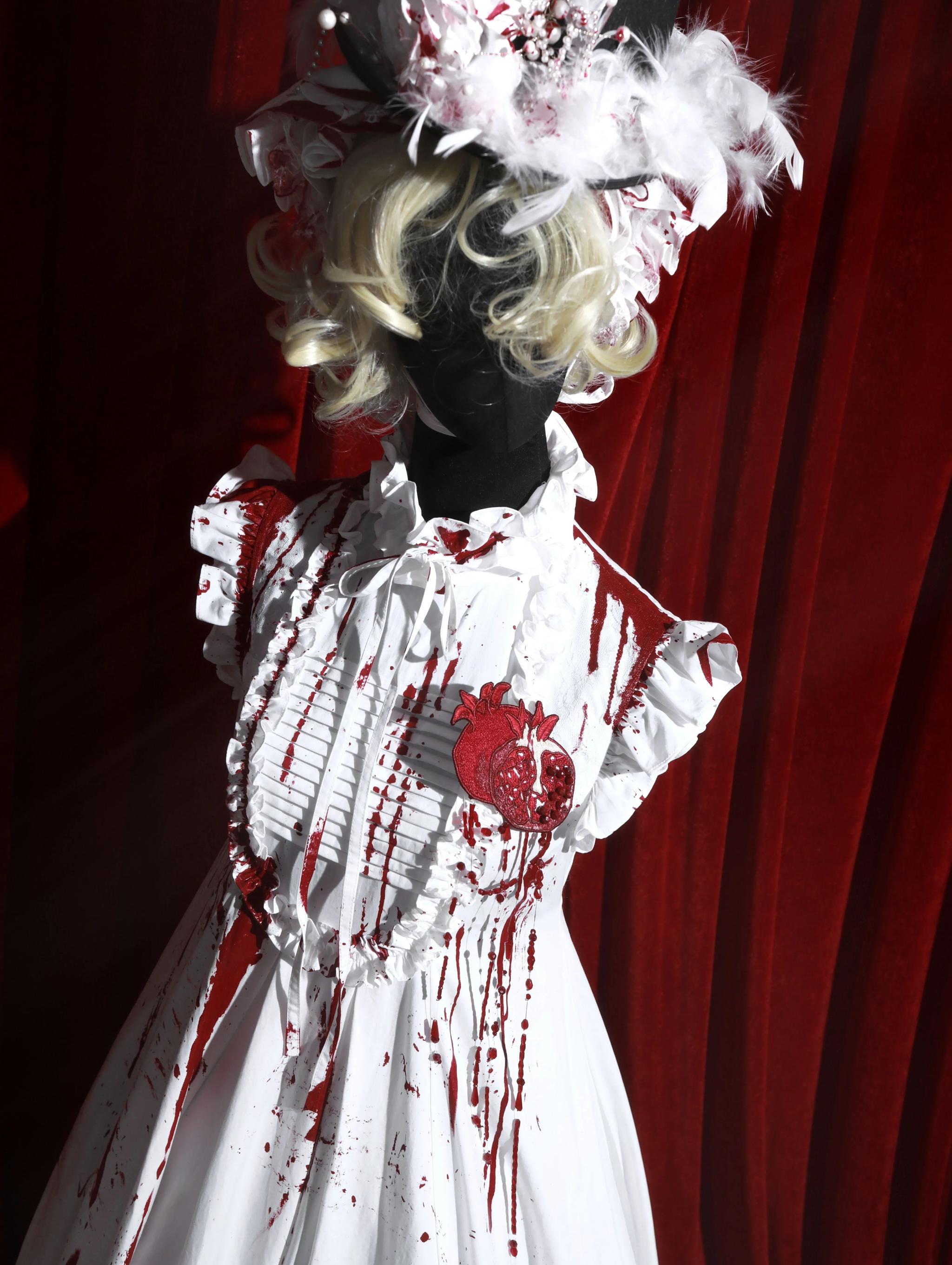 Flower Messenger - Dream & Slumber - Gothic Lolita Blood Print Dress, Detachable Sleeves 44356:805253