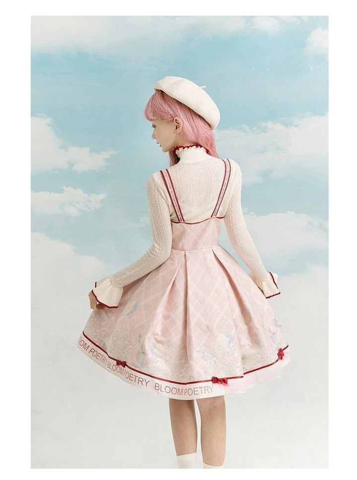 Nikki Tomorrow~Poetic Bloom~Pink Sweet Lolita JSK Dress and Sweater