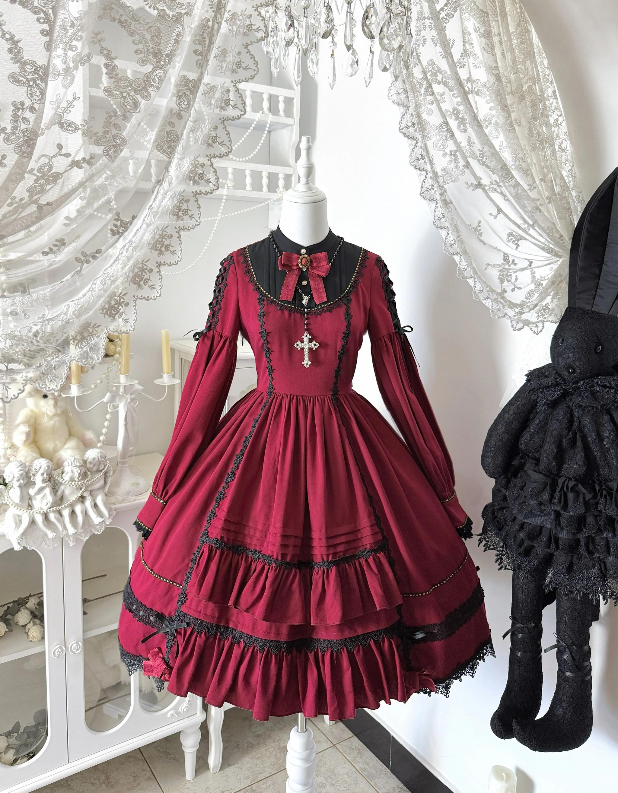 Ningyo Night - Old School Lolita OP Dress, Peter Pan Collar Cape (L M S XL) 44635:816672