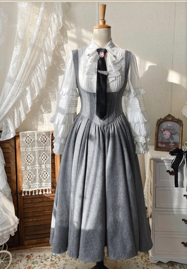 Wand Not for Your Lover - Wool Classic Lolita Bust Supporting JSK, Embroidered Shirt (L M S XL XS) 44597:815837