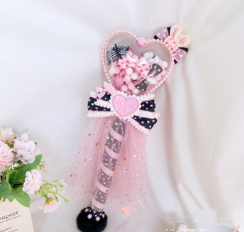 Sweetheart Endless~Sweet Lolita Fairy Wand Handmade Multicolor Heart Shaped blackpink heart fairy wand  