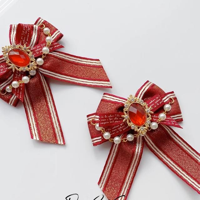 Pretty Girl Lolita~Christmas Burgundy Headdess New Year Accessorries a pair of gem clips  