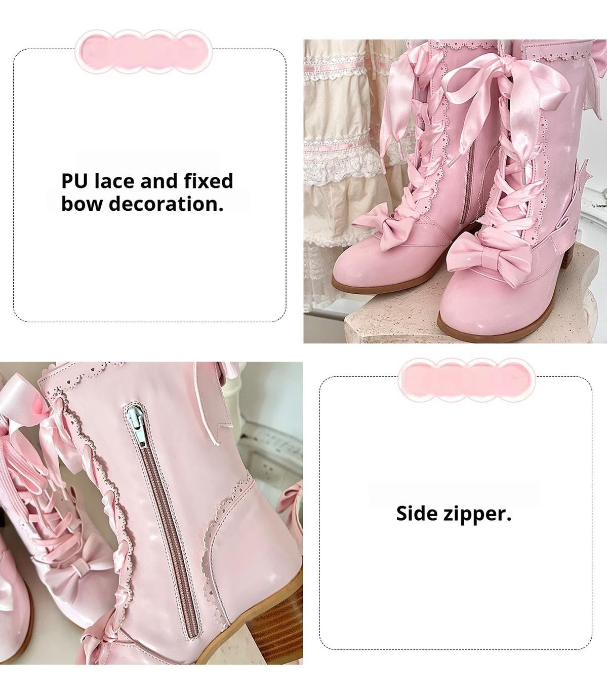 Sheep Puff - Sheepy Hoofies - Kawaii Lolita Mid-Calf Boots, Side Zipper 43898:788086