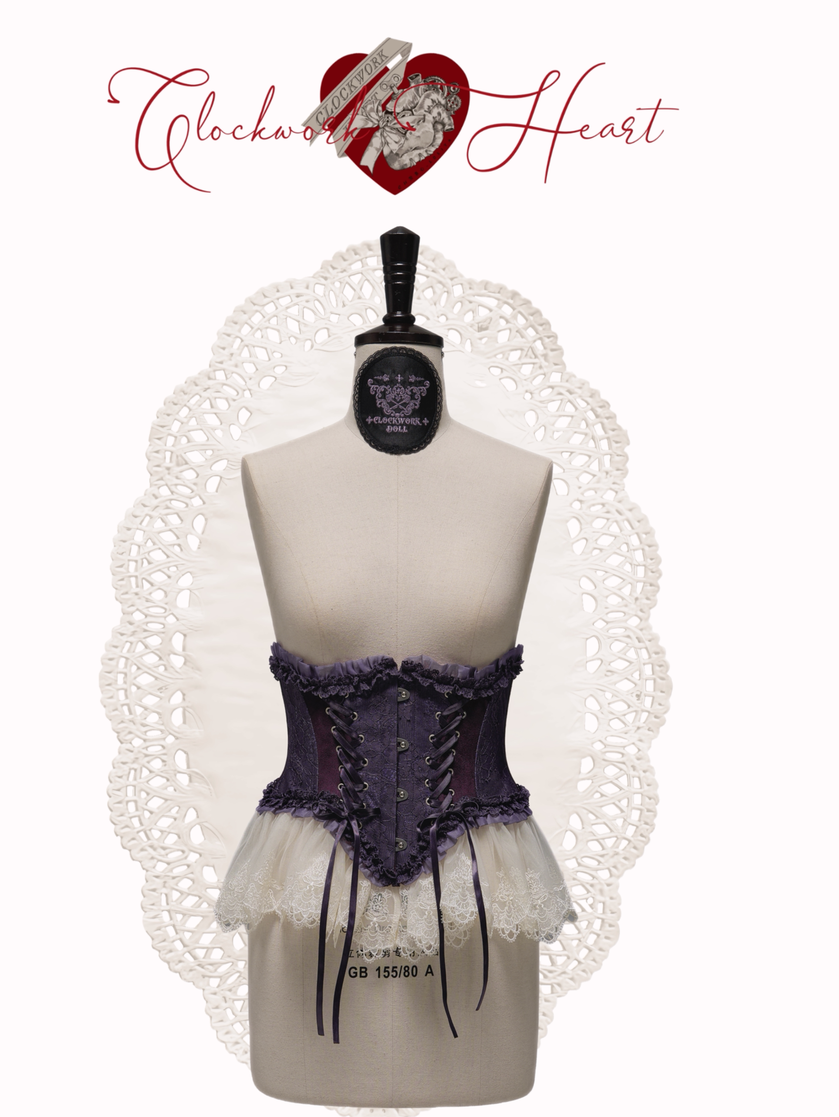 Clockwork Doll - Gothic Lolita Printed Dress, Lace & Bows (0 1 L M S XL) 45186:839342