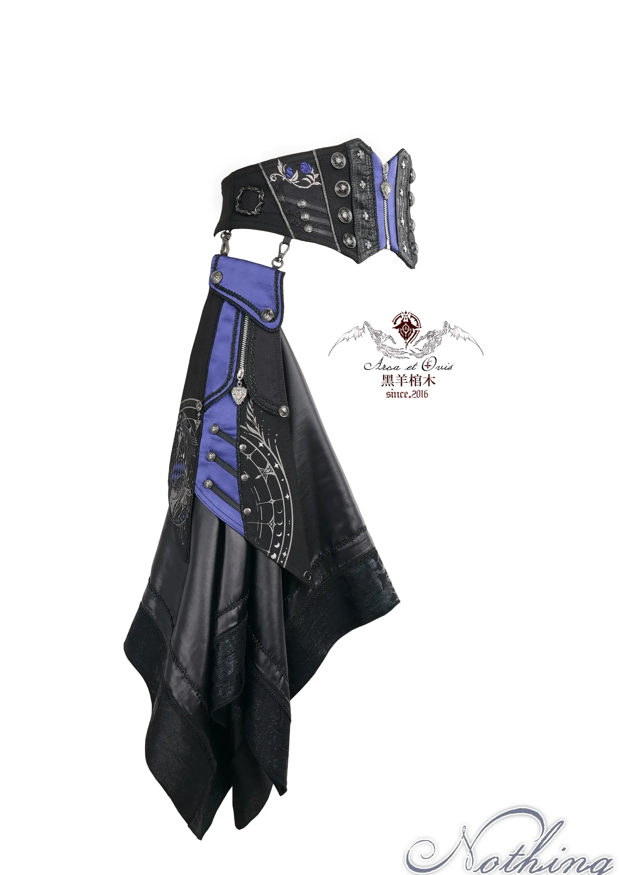 Nothing - Gothic Lolita Waist Cincher, Star and Moon Print Dress Train (L M S) 45590:854733