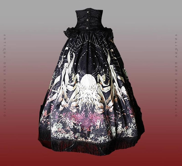 (BFM)Caged Bird Hotel~Reborn Ancient God~Gothic Lolita Shirt Lolita Skirt Set S SK+black waistband 