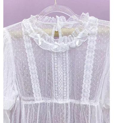 Little Dipper~Daily Lolita Blouse Gauze long Sleeve Shirt   