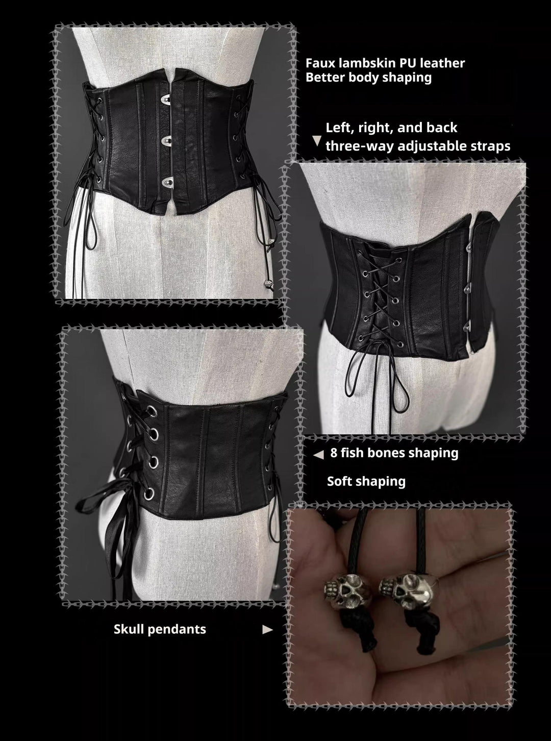 Caged Bird Hotel~Bone Theater~Gothic Lolita Waist Corset Black Slimming Corset   