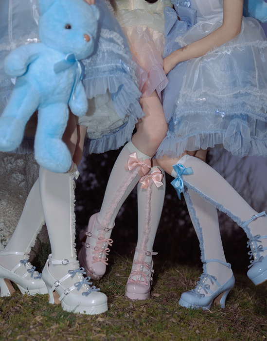 Pure Tea For Dream~Sweet Lolita Platform Pearl Bow Shoes 16296:217878